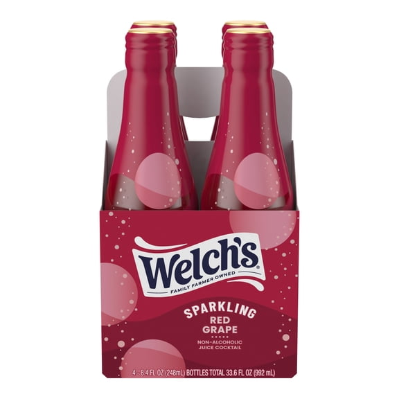 Welch's Non-Alcoholic Sparkling Juice Cocktail, Red Grape, 8.4 fl oz Bottle 4 Pack