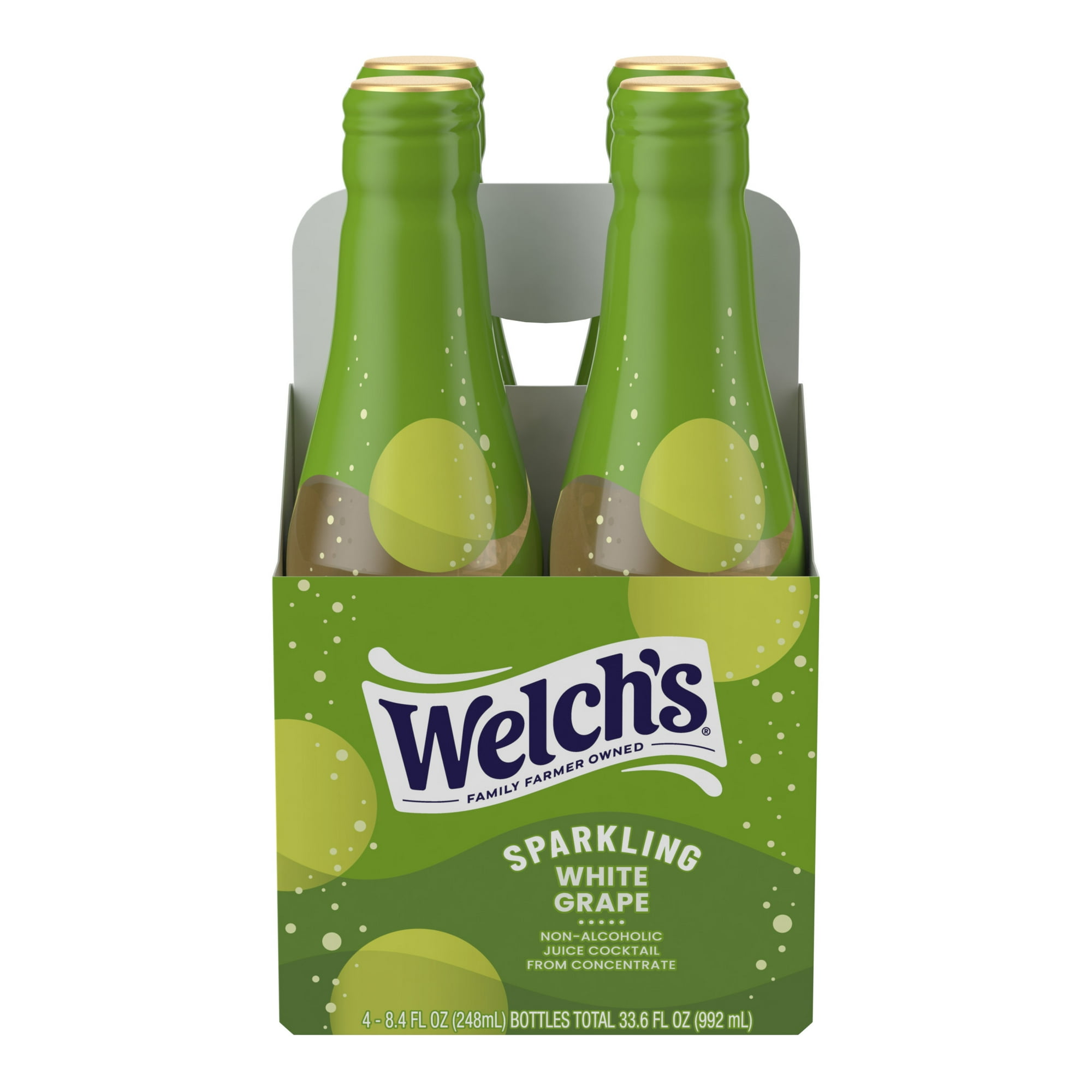 Welch’s Non-Alcoholic Sparkling Juice Cocktail, White Grape, 8.4 fl oz Bottle 4 Pack