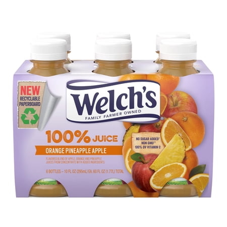 Welch's Orange Pineapple Apple Juice 10 oz Bottles - 6 ct (Pack of 2)