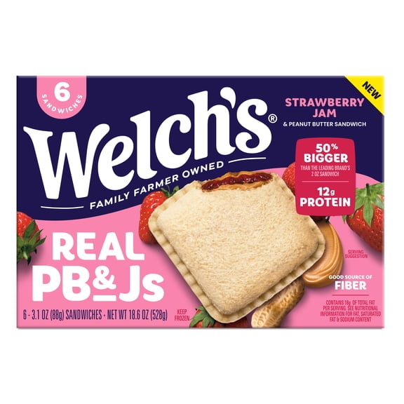Welch's Real PB&Js 6pk / 3.1oz Strawberry Jam & Peanut Butter Sandwich