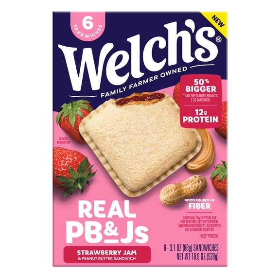Welch's Real PB&Js 6pk / 3.1oz Strawberry Jam & Peanut Butter Sandwich