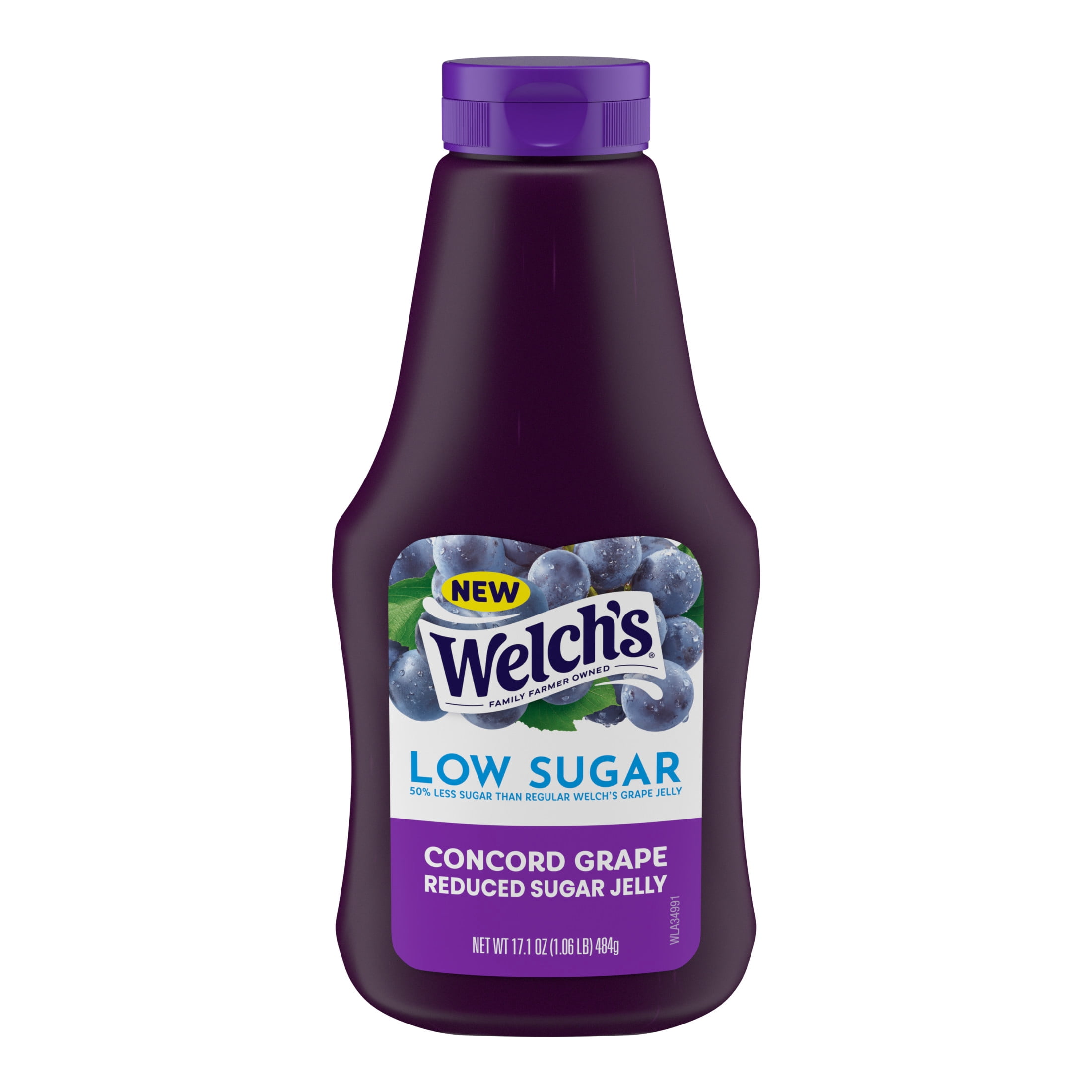 Welch's Concord Grape Low Sugar Jelly, 17.1 oz Squeeze Bottle