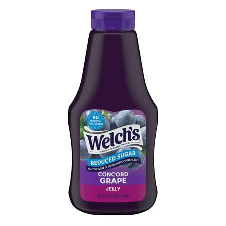Welch's Reduced Sugar Concord Grape Jelly, 17.1 oz Squeeze Bottle