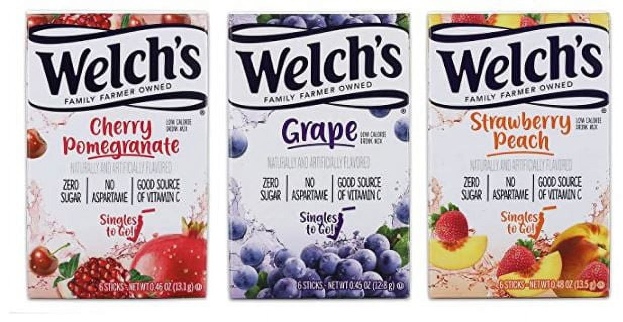 Welch's Singles to Go Flavored Drink Mixes Grape Strawberry Peach