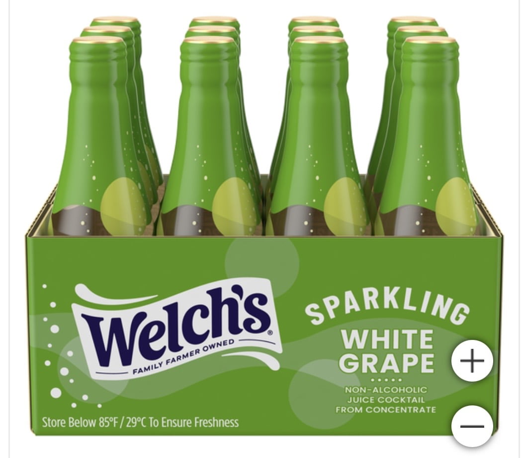 Welch’s Sparkling Juice Cocktail, White Grape, 8.4 fl oz, 12 ct Non-alcoholic