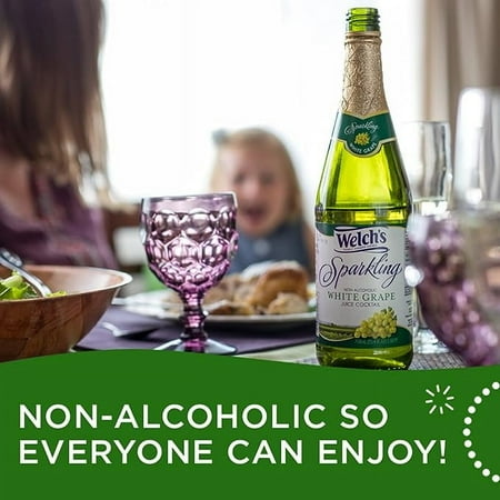 Welch's Sparkling White Grape Juice Cocktail, Non-Alcoholic, 25.4 Ounce Bottles (Pack of 6)