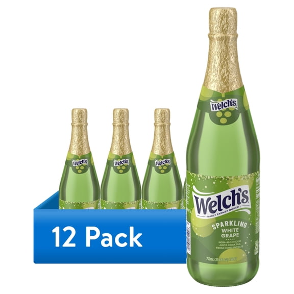 (12 pack) Welch's Non-Alcoholic Sparkling Juice Cocktail, White Grape, 25.4 fl oz Bottle