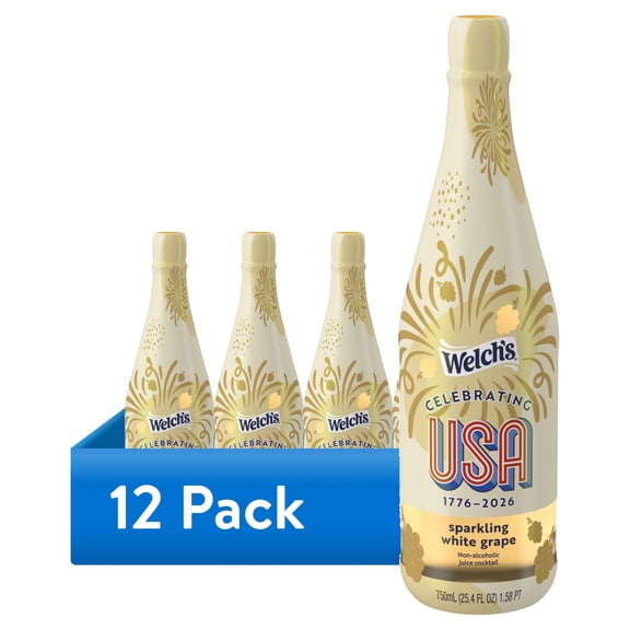 (12 pack) Welch's Non-Alcoholic Sparkling Juice Cocktail, White Grape, 25.4 fl oz Bottle