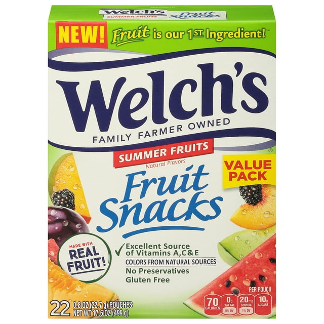 Welch’s Summer Fruits Fruit Snacks 0.8oz Pouches -22ct Box