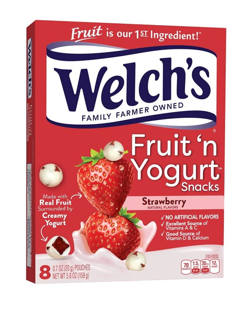 Welchs Fruit n Yogurt Strawberry Fruit Snacks, 8 Ct (Pack of 4)