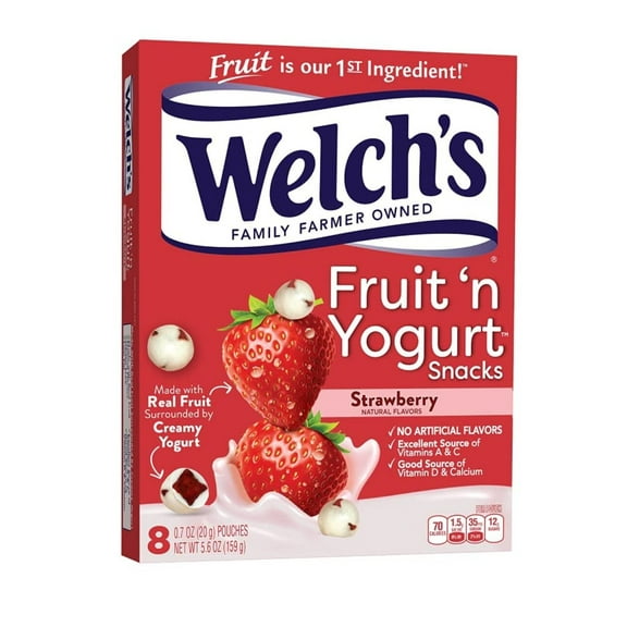 Welchs Fruit n Yogurt Strawberry Fruit Snacks, 8 Ct (Pack of 4)