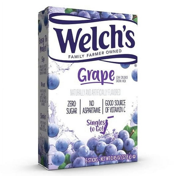 Welchs Singles To Go Drink Mix Grape, 6 Boxes With 6 Packets Each- 36 Total Servings
