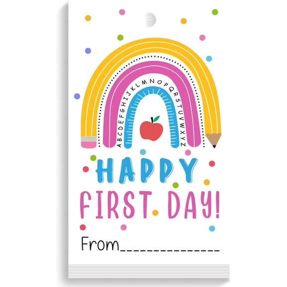 Welcom Back to School Gift Bag Tags,Cute Rainbow Happy First Day of School Gift Tags,Teacher Appreciation Gift Tags