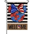 thumbnail image 1 of Welcome 4th of July Cartoon Mouse Patriotic Small Decorative Garden Flag, America Rose Flower Stripes Yard Lawn Outside Decor, American USA Retro Outdoor Home Decoration Double Sided 12 x 18, 1 of 6
