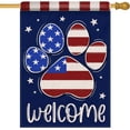 thumbnail image 1 of Welcome 4th of July Dog Cat Paw Print Patriotic Large Decorative House Flag, America USA Stars Stripes Dark Blue Yard Garden Outside Decor, American Outdoor Home Decoration Double Sided 28x40, 1 of 5
