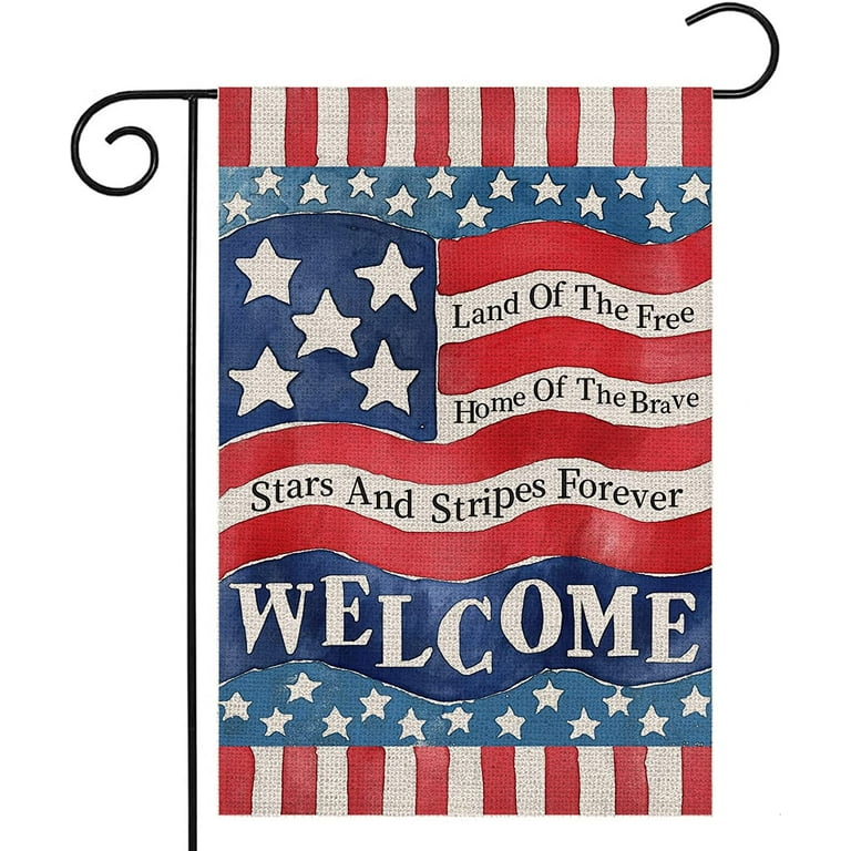 Happy July 4 Burlap Banner Flag Set United We Stand Patriotic Outdoor Home Decor Happy July 4 Burlap Banner Flag Set United We Stand Patriotic Outdoor Home Decor