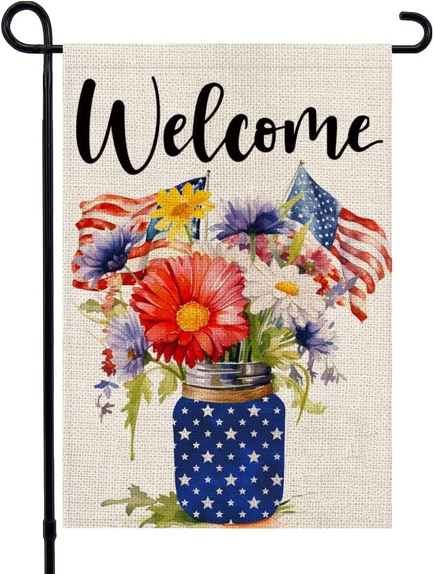 Welcome 4th of july patriotic garden flag double sided for outside