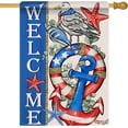 thumbnail image 1 of Welcome 4th of July Patriotic Large Decorative House Flag, America Nautical Anchor Swim Ring Seagull Yard Garden Outside Decor, American USA Starfish Outdoor Home Decoration Double Sided 28x40, 1 of 5