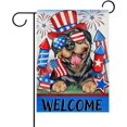 thumbnail image 1 of Welcome 4th of July Rottweiler Dog Patriotic Decorative Garden Flag, America Pet Firework Yard Outside Home Decorations Dog Lover Gifts, American USA Outdoor Small Decor Double Sided 12 x 18, 1 of 6