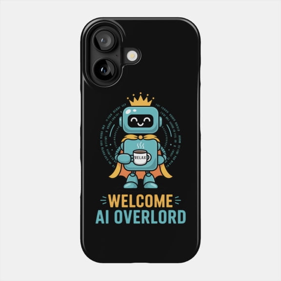 Welcome AI Overlord Funny Tech Irony Meme Case for Apple iPhone 11 to 17