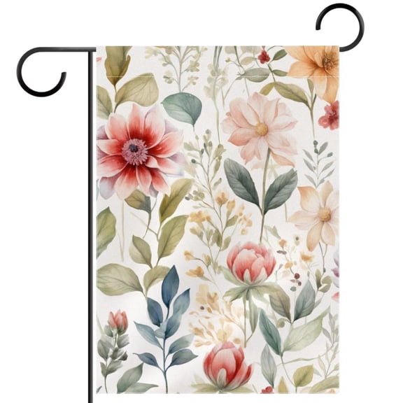 Welcome Abstract Flowers Leaves and Plants Garden Flag, Vertical Double Sided Small House Flag, Yard Farmhouse Outdoor Deck Veranda Lawn Decor 28x40 Inch