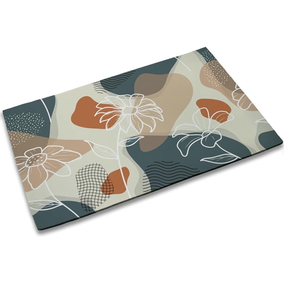 Welcome Abstract Flowers and Leaves Doormat Indoor Outdoor Patio Door Mats Non-Slip Entrance Mat for Home, Outside Entry,Yard,Floor,Patio 17x30INCH