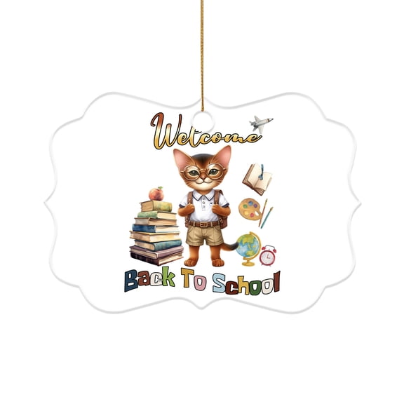 Welcome Abyssinian Back to School Vintage Retro Acrylic Benelux Ornament Cat Lover Kitten Owner Gifts Home Tree Decor - 02012
