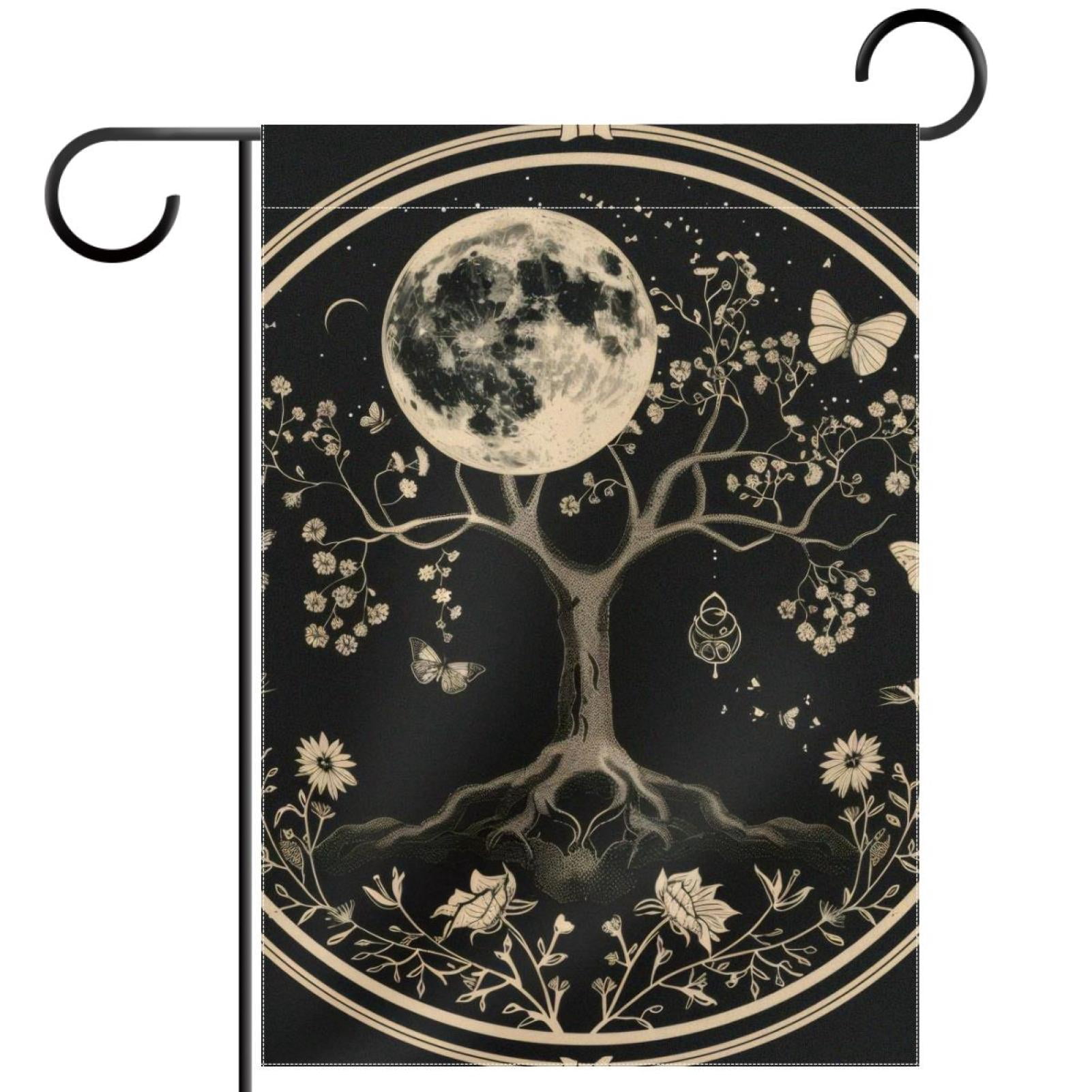 Welcome Aesthetic Tree of Life Nature Flower Butterfly Boho Mandala Garden Flag, Vertical Double Sided Small House Flag, Yard Farmhouse Outdoor Deck Veranda Lawn Decor 28x40 Inch