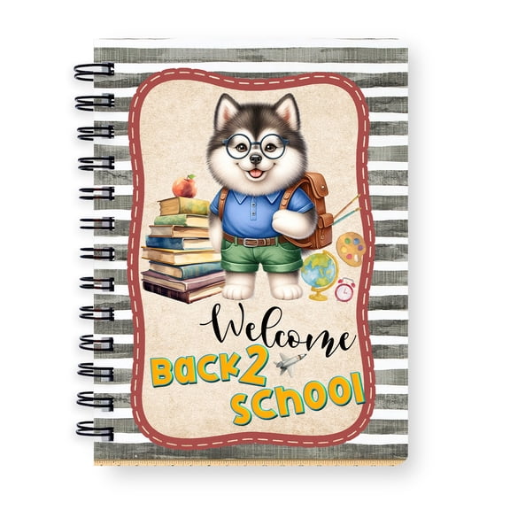 Welcome Alaskan Malamute Back to School Vintage Retro Spiral Bound Journal Alaska Mal Dog Lovers Gifts 5x7in Spiral Notebook - 02012