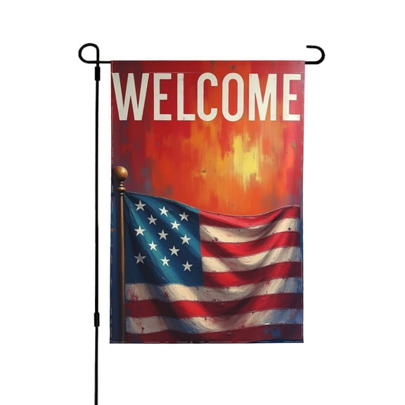 Welcome American Flag Garden Flag 12x18 Inch Double Sided Patriotic Yard Flag Outdoor Decor For House Yard Lawn