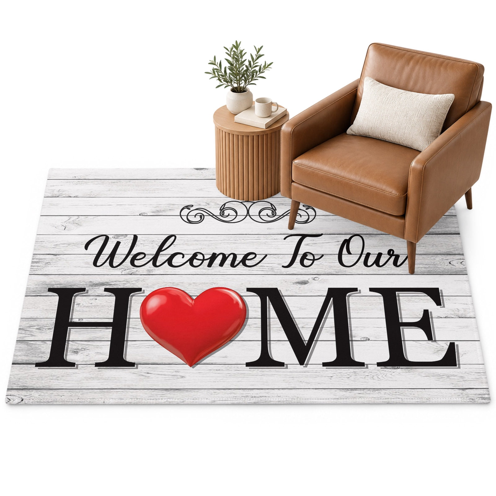 Welcome to Area Rug 3'x5', Our Home Retro Grey Wood Grain Farmhouse ...