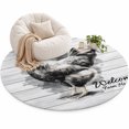 Welcome Area Rug 4', Farmhouse Country Rooster Rustic White Wood Grain ...