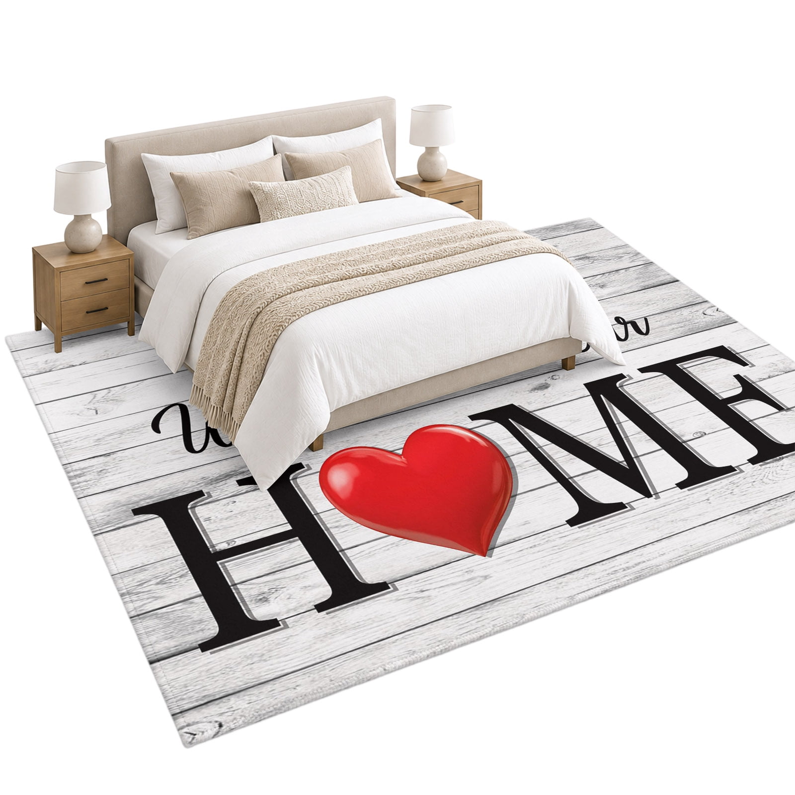 Welcome to Area Rug 6'x9', Our Home Retro Grey Wood Grain Farmhouse ...