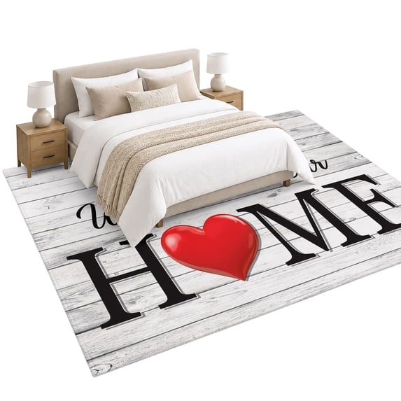 Welcome to Area Rug 6'x9', Our Home Retro Grey Wood Grain Farmhouse ...
