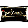thumbnail image 1 of Welcome Arrow Lumbar Throw Pillow Cover Summer Tropical Pineapple Leaves Home Decoration Waist Pillow Covers Love Heart Cotton Linen Pillow Cases Cushion Cover 12x20 Inch, Black, 1 of 6