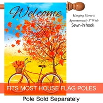 Welcome Autumn Bicycle Decorative Red Fall Leaves House Flag Double Sided Outdoor Yard Flag 28 x 40 Inch