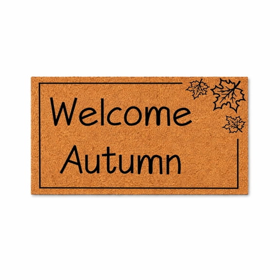 Welcome Autumn Doormat, Fall Leaf Border Entryway Mat (24x48 inches) WoodByStu 5601