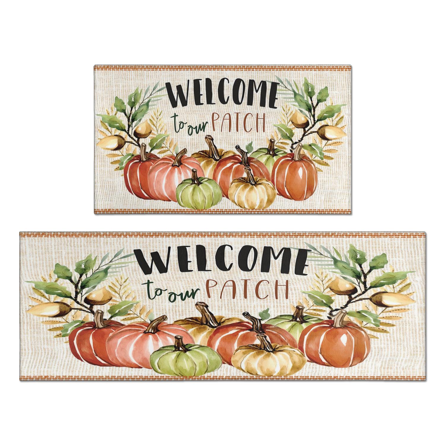 Autumn Pumpkin Kitchen Rugs and Mats Autumn Thanksgiving 2