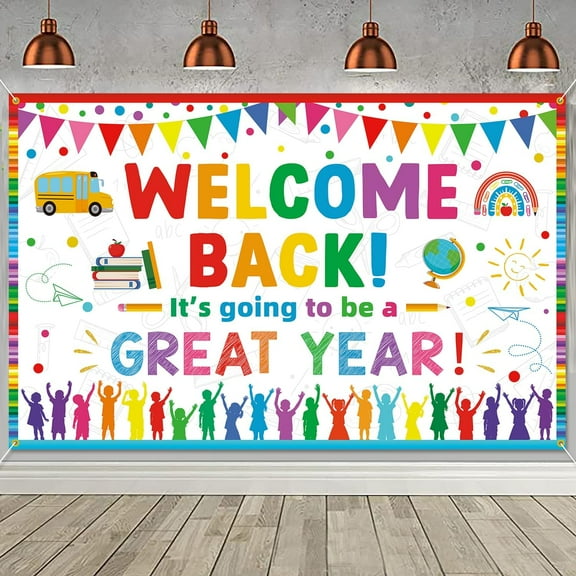 Welcome Back Backdrop Banner First Day of School Backdrop Classroom Party Background Decoration Photo Booth Props