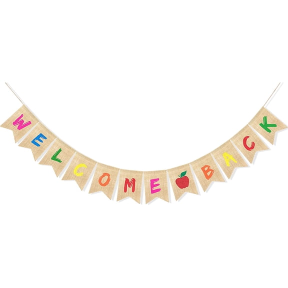 Welcome Back Banner for Classroom Back to School Party Decorations, First Day of Class Kindergarten Hanging Sign