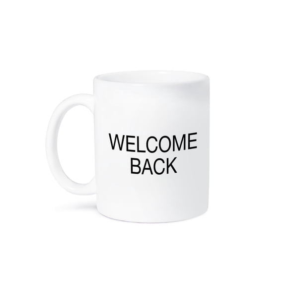 3drose, Welcome Back. Black Capital Lettering on White Background., 11oz Mug