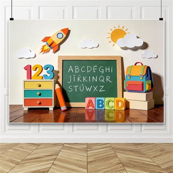 Welcome Back to School Backdrop Blackboard Notebook First Day of School Background School Themed Welcome Back Classroom Party Decorations Banner Photo Booth Props