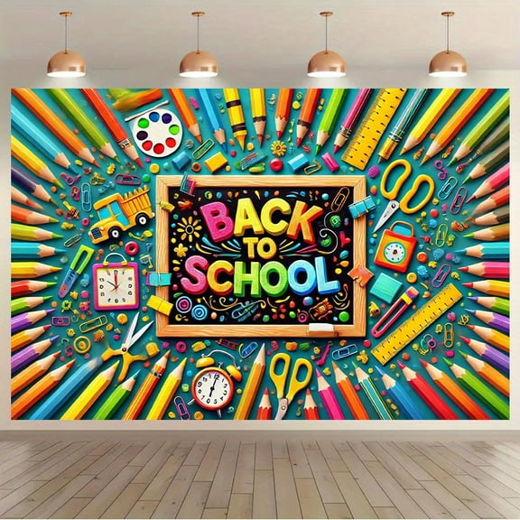 Welcome Back to School Backdrop Colorful Pencil Chalkboard First Day of School Welcome Photography Background Preschool Back to School Party Decorations Banner Supplies for Classroom Photo Props
