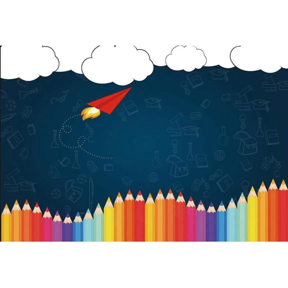 Welcome Back to School Backdrop Old Classroom Chalk Board Blackboard Colored Pens First Day of School Background Welcome Back Classroom Party Decorations Banner Photo Booth Props