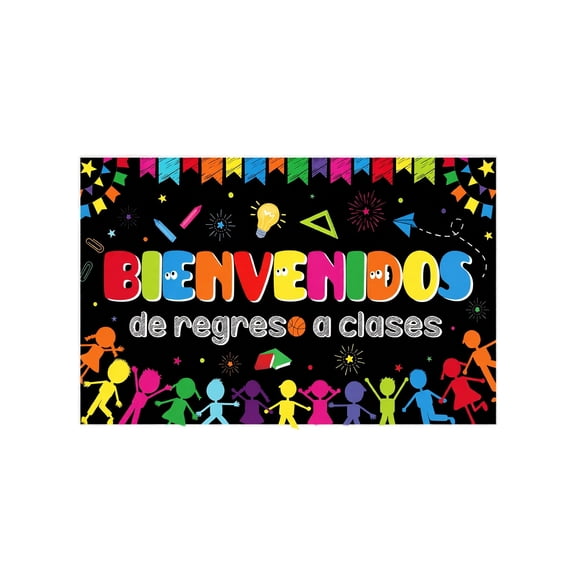 Welcome Back to School Banner, 71 Inch Welcome Sign for Classroom Back to School Decor Colorful Chalkboard Style Photo Backdrop for 1St Day of School Classroom Party, 1 Pack