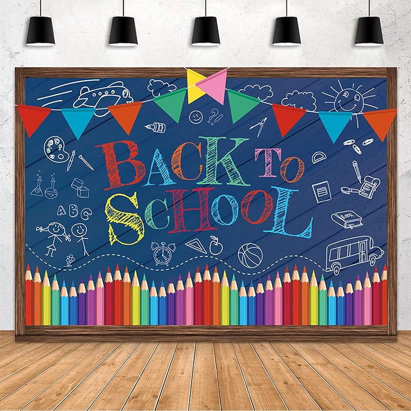 BINQOO Back To School Welcome To Kindergarten Backdrop - 7x5 FT Chalkboard Design With Color Pencils, For Photos & Decor - View #8