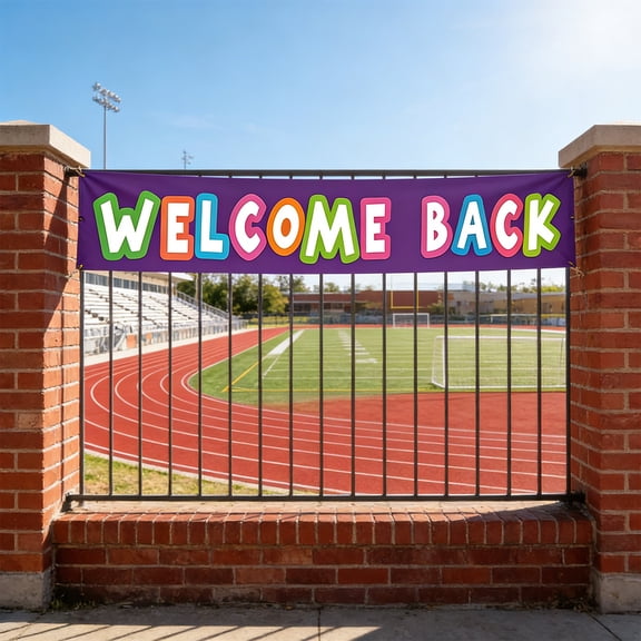 Welcome Back To School Purple Banner, 18X80 Inch Size - For Classroom Decoration School Welcome Events Back To School Party Setup - For Students Teachers School Staff Event