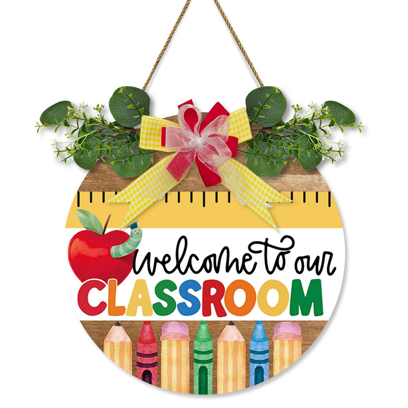 Welcome Back To School Season Door Hanging Round Classroom Wreath ...