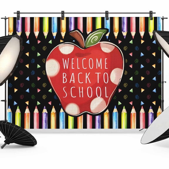 Welcome Back To School Season Photography Backdrop 7x5FT, Colorful Pencil Black Photo Backdrops, Background for Photography Studio Photo Studio Background, Back Drop for Photoshoot