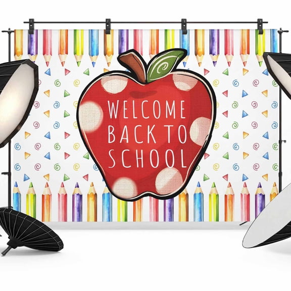 Welcome Back To School Season Photography Backdrop 7x5FT, Colorful Pencil Building Block Photo Backdrops, Background for Photography Studio Photo Studio Background, Back Drop for Photoshoot